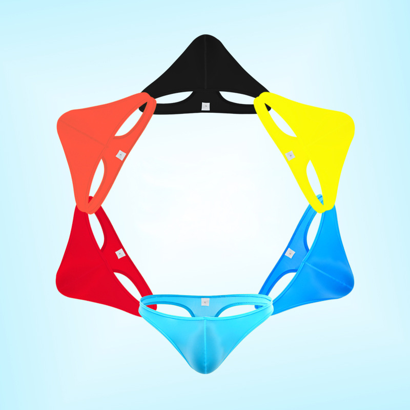 Men's Ice Silk Translucent G-string Thin Sexy Sexy Underwear Pocket Breathable Low Waist Short Pants for Young Men