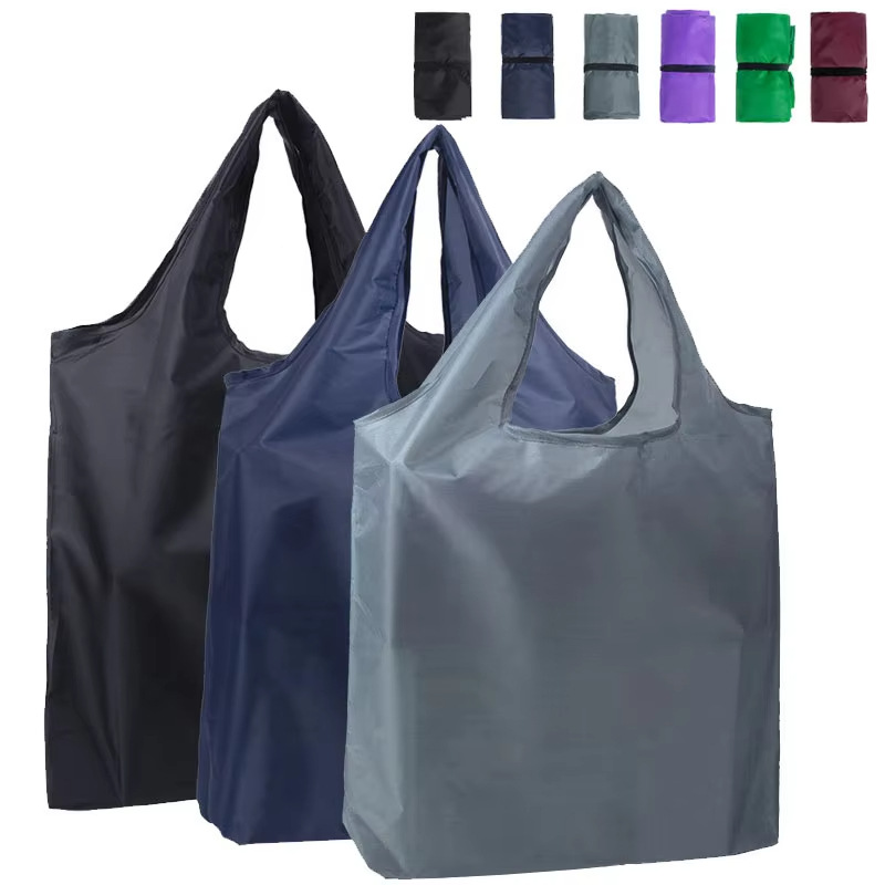批发大容量环保折叠购物袋便携式杂货袋大型纯色超市手提包定 制
