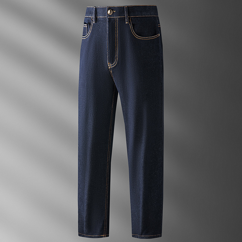 Autumn And Winter New Business Slim-fit Straight Men's Pants Versatile Casual Blue Jeans_mkmklike.com