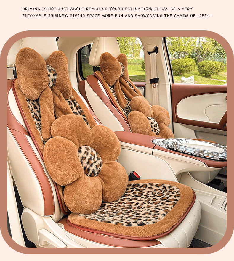 Cross-Border Leopard Print Car Seat Cushion, High-End Winter Plush Warm Car Seat Cover, Fashionable Goddess Car Seat Cushion