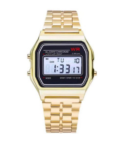 Reloj electrónico LED WR F91W – correa de acero estilo Harajuku, moda retro multifuncional