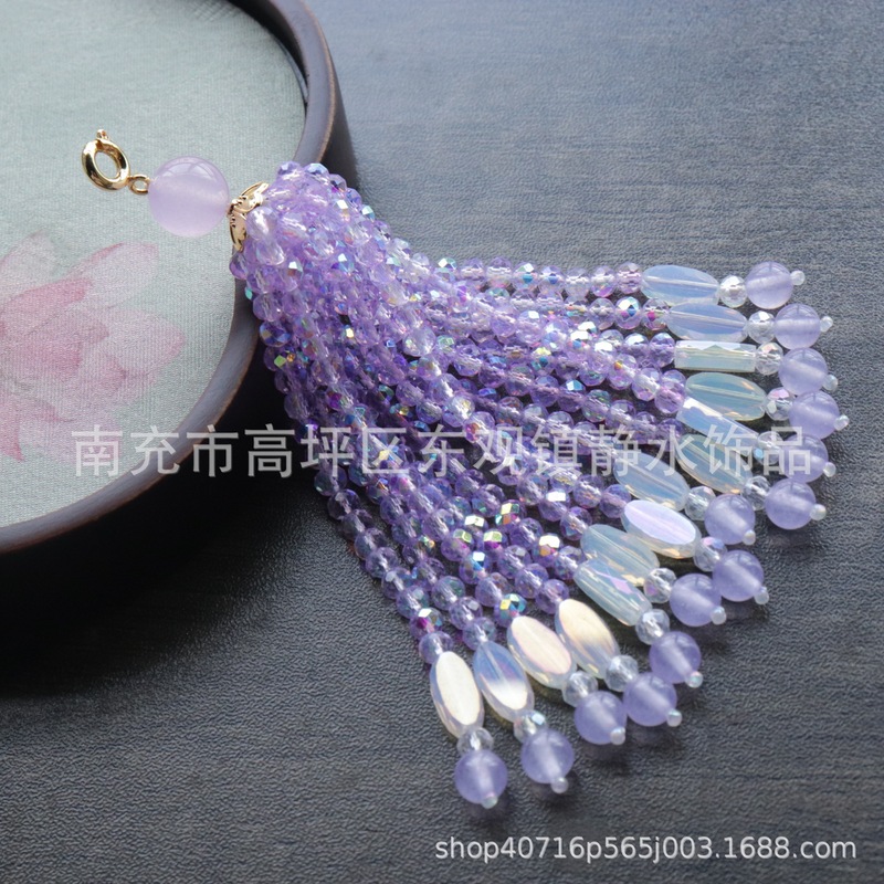A324 マジックカラークリスタルカルセドニータッセルスイベルバックルペンダントヘアピンブレスレットネックレス diy 衣類アクセサリー|undefined