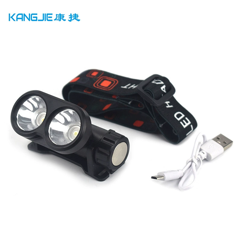 White double yellow light dual light source magnet working headlight USB charging emergency, headlight, head-mounted