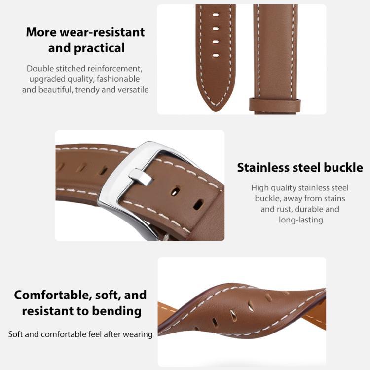 xDfind general de cabeza plana correa de cuero de tiburón negro 20mm para COROS APEX 2 42mm / PACE 2