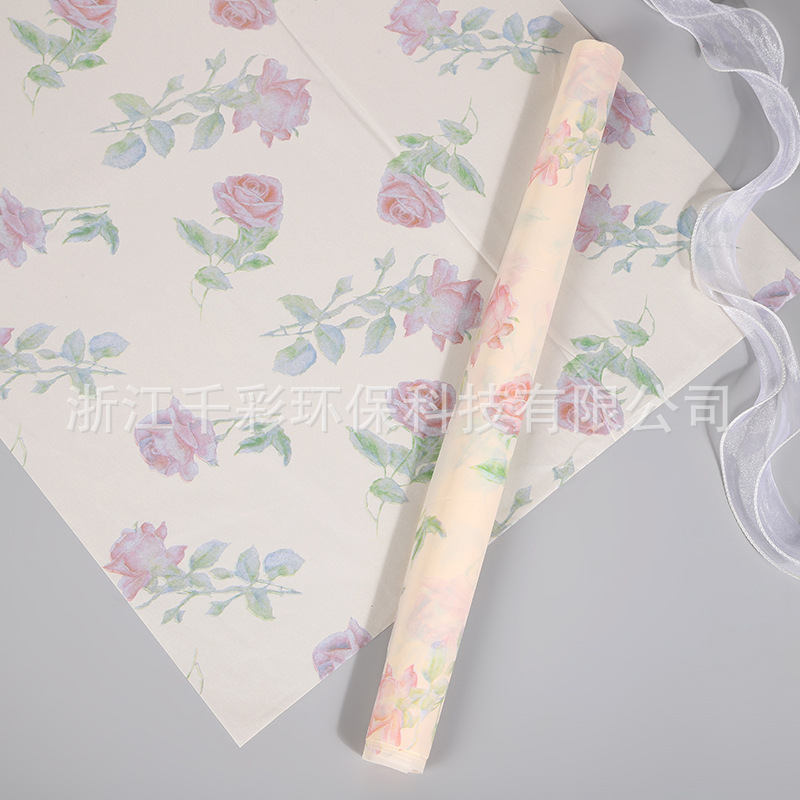 Papel de embalaje de impresión de Rosa dulce de estilo coreano papel de embalaje de flores frescas caja de regalo forro a prueba de humedad suministros de papel de almohadilla