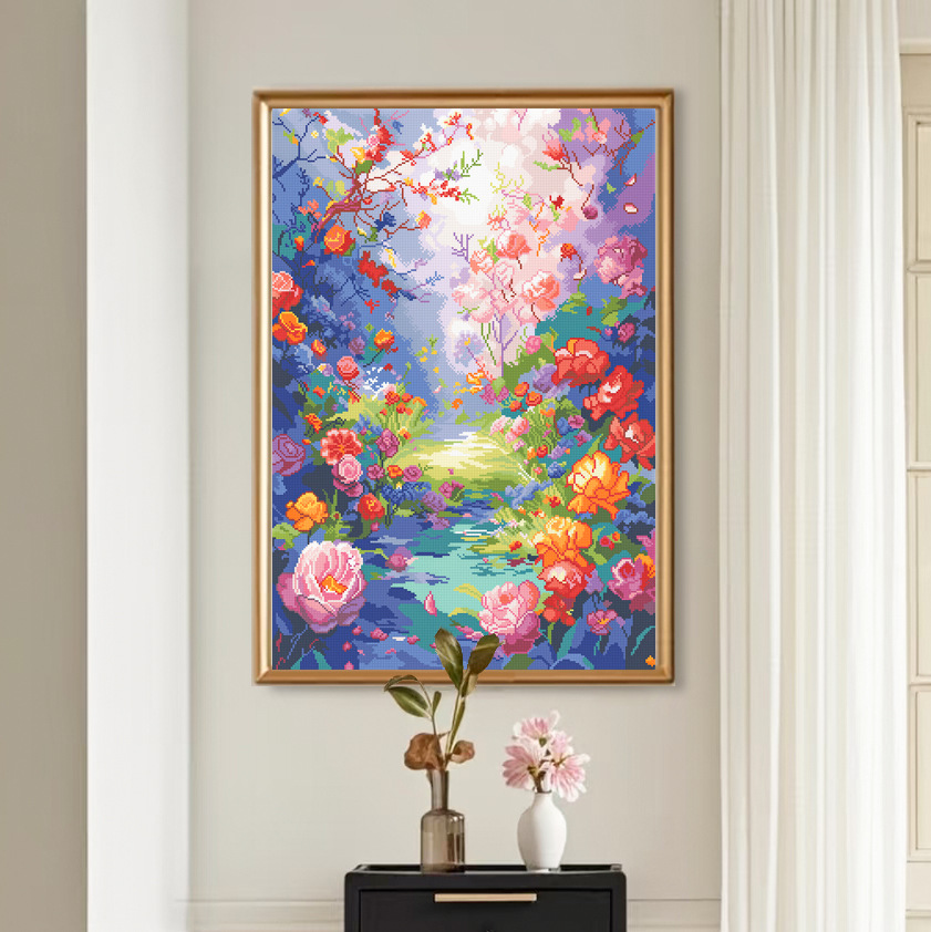 [Algodón importado] Mona Lisa Royal Croixed Brocade nuevo estilo simple y hermoso bordado a mano de flores