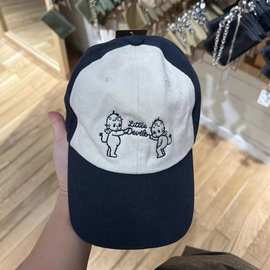 BM风brandy同款美式复古小天使刺绣米白棒球帽bm百搭软顶鸭舌帽女