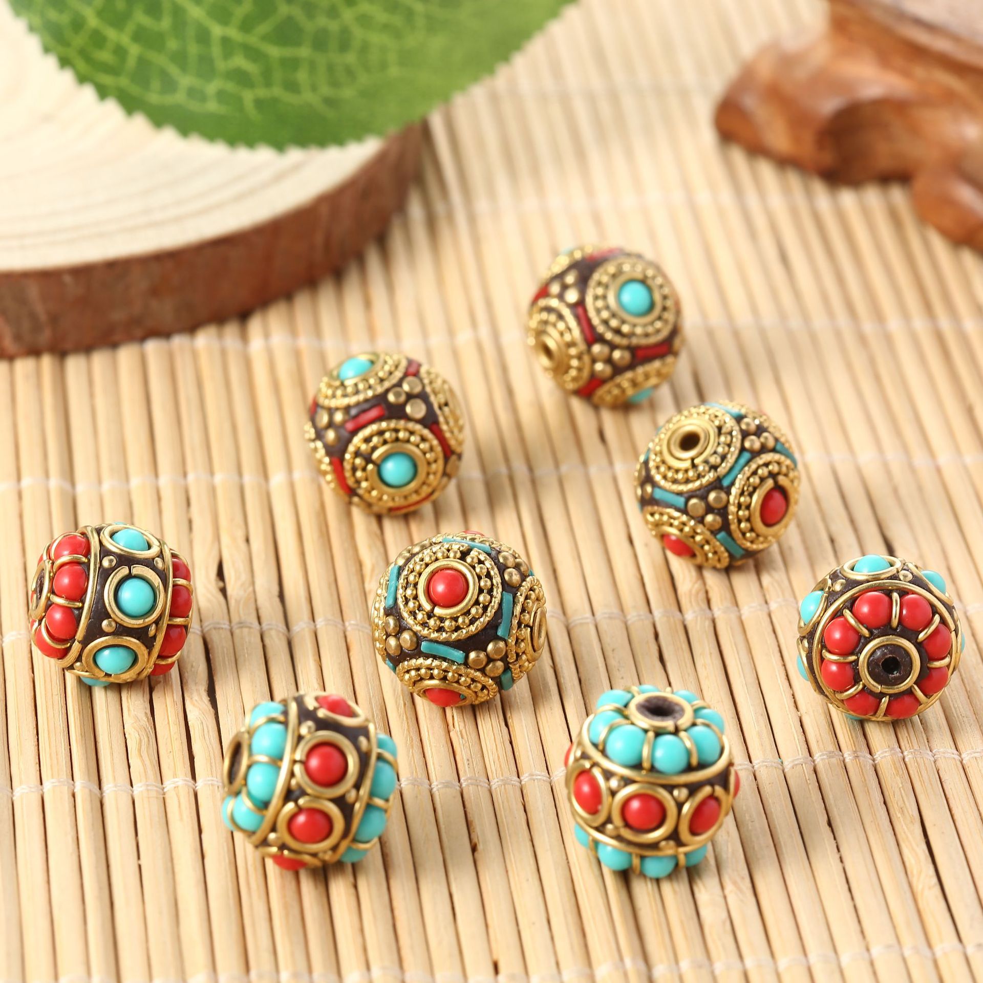 尼泊尔铜珠藏式手工珠印度尼西亚珠各种饰品配珠男女通用手工隔珠