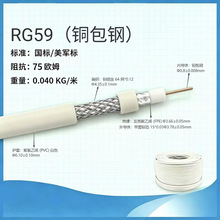 视频信号线RF RG59    同轴线馈线外贸同轴线缆F公头信号线RG59
