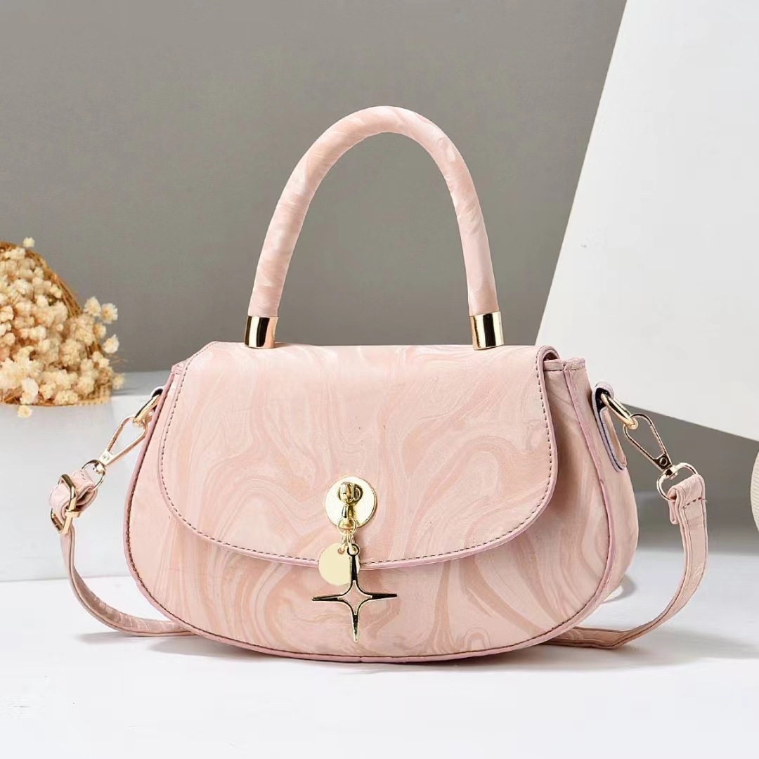 Flip Cover Closure Type Single Shoulder Strap Strap Type Women's Pu Leather Star Elegant Classic Style Sewing Thread Oval Flip Cover Shoulder Bag