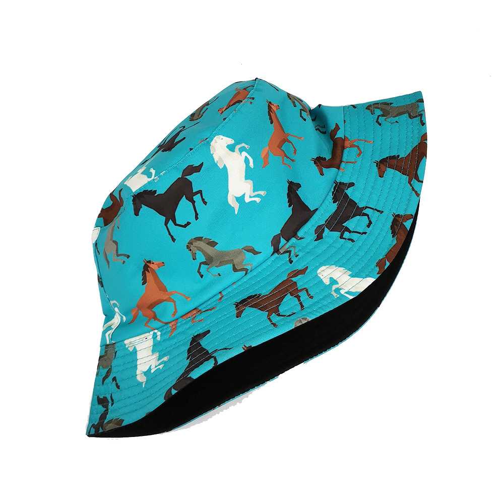 Wide Eaves Rim Unisex Retro Horse Printing Wide Eaves Bucket Hat