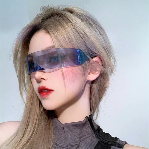 2024 Fashion Trendy Disco One-piece Atmosphere Glasses Cool Sci-Fi Sunglasses Cyberpunk Trendy Sunglasses