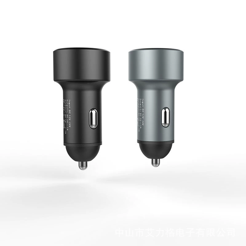 Двойное USB мини-автомобильное зарядное устройство, небольшое портативное, зарядка автомобиля 2.4A, светодиодный дисплей, 12-24В, оптом