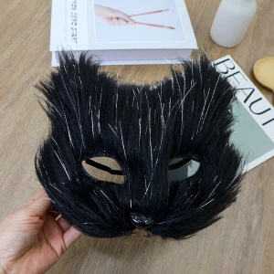 Ventas transfronterizas máscaras de zorro de pelo largo Halloween cos máscaras de cara de gato máscaras de cara de fiesta de baile