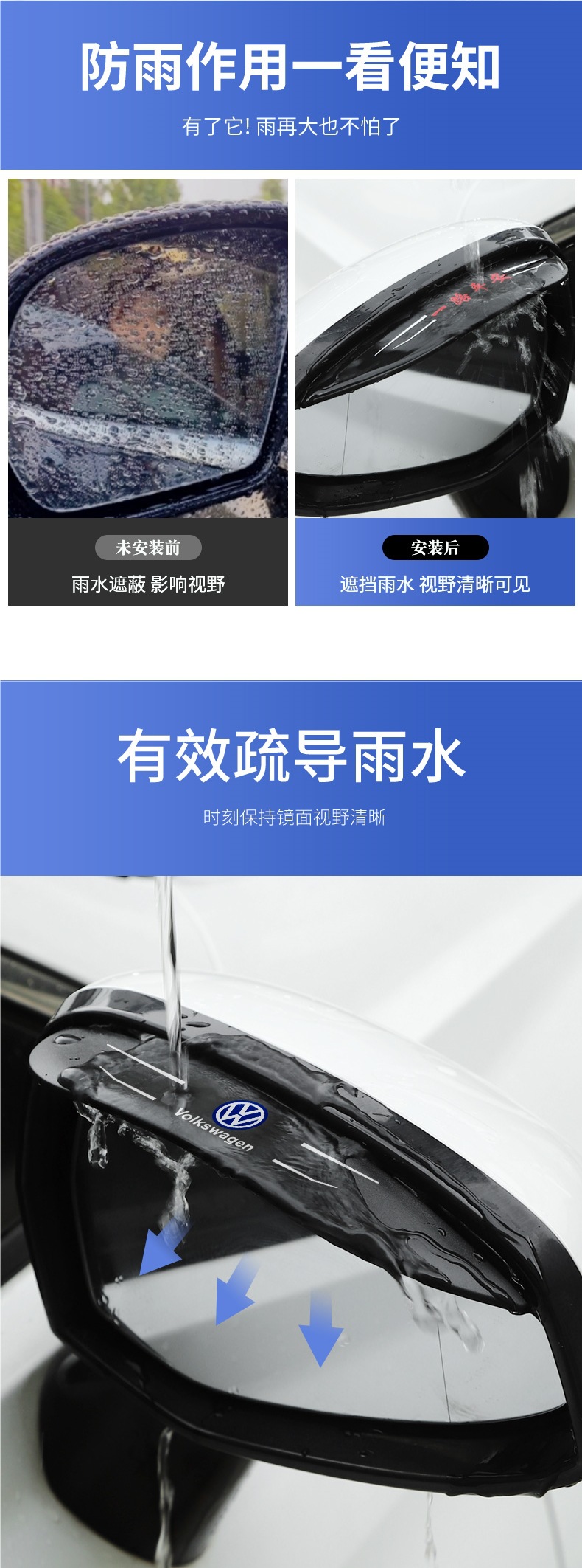 Rearview Mirror Rain Eyebrow for GAC Aion V/Y, S Plus Modification