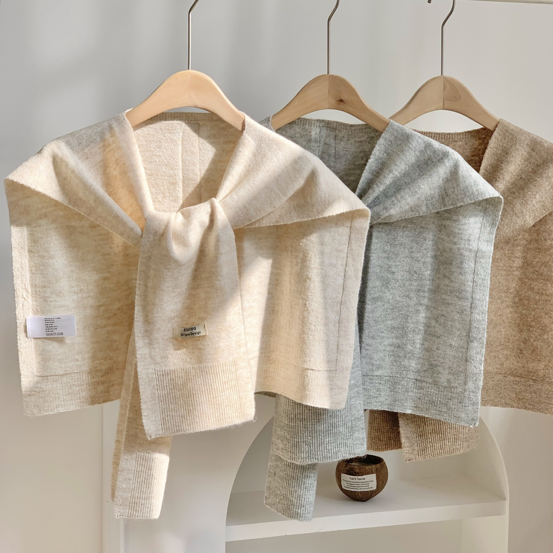 Challas de otoño de moda 2025 nuevo challas de punto de alta sensación de color sólido challas al por mayor