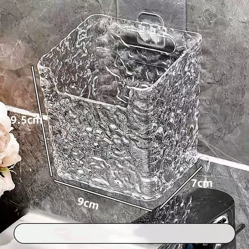 Cosmetic Storage Box Elite, no-drill wall-mount, transparent with optional bow (small/long)