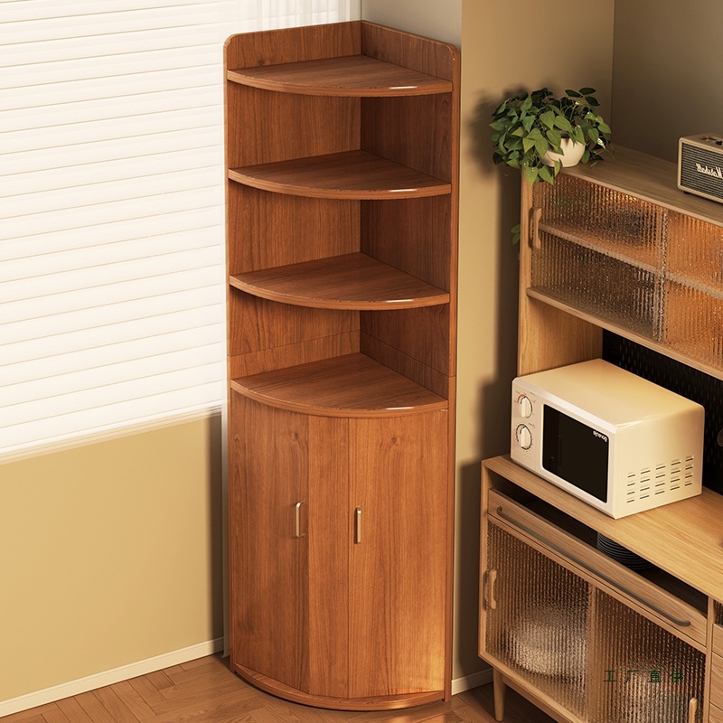 Corner Cabinet Living Room Fan-Shaped Triangle Cabinet Storage Cabinet 90 Degree Wall Corner Rotating Storage Rack Kitchen Cabinet Sideboard