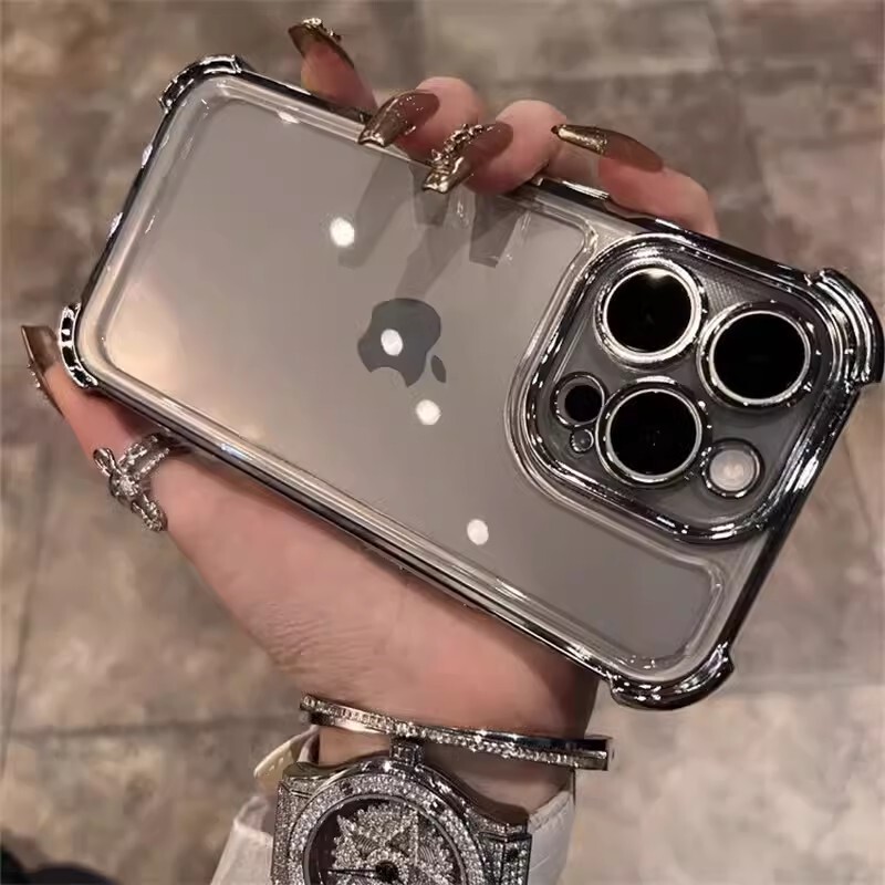 Electroplated Four-Corner Airbag Space Shell Suitable for iPhone 17 Phone Case, Advanced Apple 16 with Lens Film Protective Cover Electroplated Four-Corner Airbag Space Shell Suitable for iPhone 17 Phone Case, Advanced Apple 16 with Lens Film Protective Cover