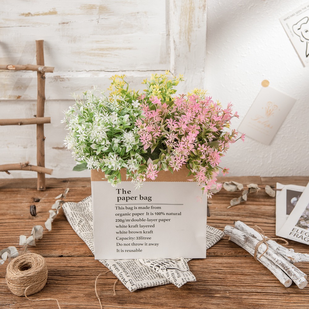 綠植物念露配草草仿真花廠家假花批發婚慶INS風跨境裝飾品MW81107