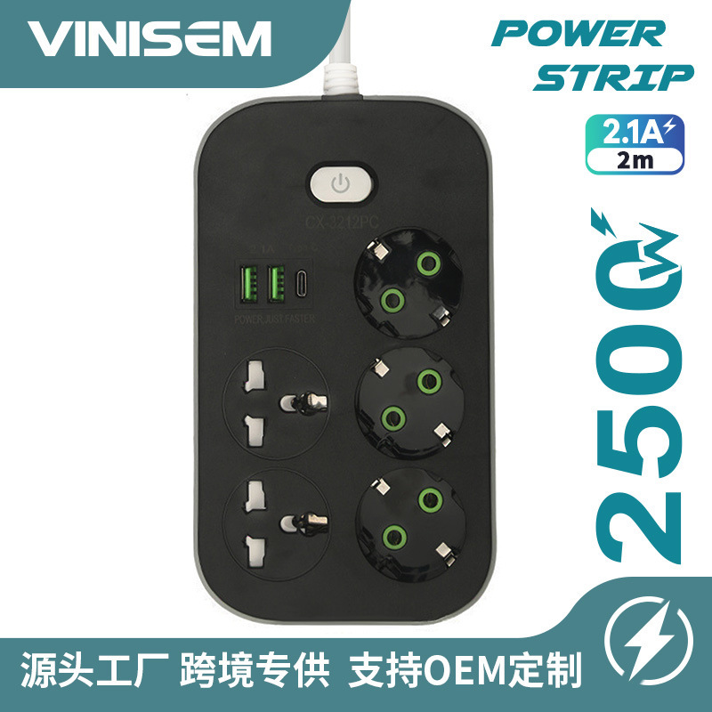 Conector de conexión 5 conectores, 1 tipo C y 2 USB con interruptor CX - 512PC