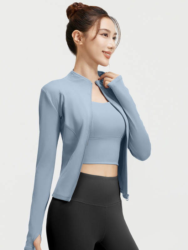 Qizhou Leopard's New Stand-Up Collar Nude Yoga Jacket Slimming Look Breathable Running Fitness Sports Jacket Sunshine Yellow and White Qizhou Leopard's New Stand-Up Collar Nude Yoga Jacket Slimming Look Breathable Running Fitness Sports Jacket Sunshine Yellow and White