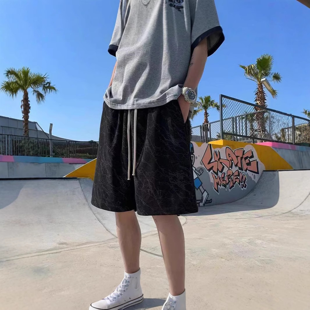 Men's Heavyweight Drape Casual Shorts Loose Fit Mid Waist Drawstring Summer Thin Plus Size Elegant Basic Trendy Brand_viptrois.com