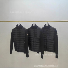 2025新款M家 针织羽绒服男款拼接白鸭绒立领保暖百搭休闲轻薄外套