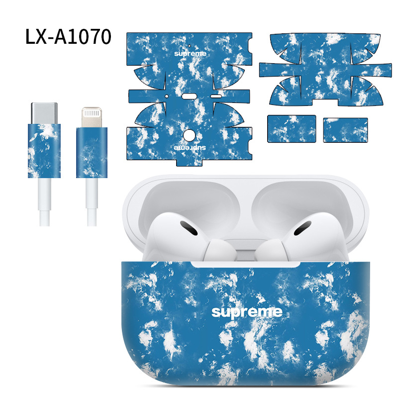 Adecuado para pegatinas de AirPods Pro2/Pro3, textura mate, película para auriculares Apple, película protectora de cobertura total