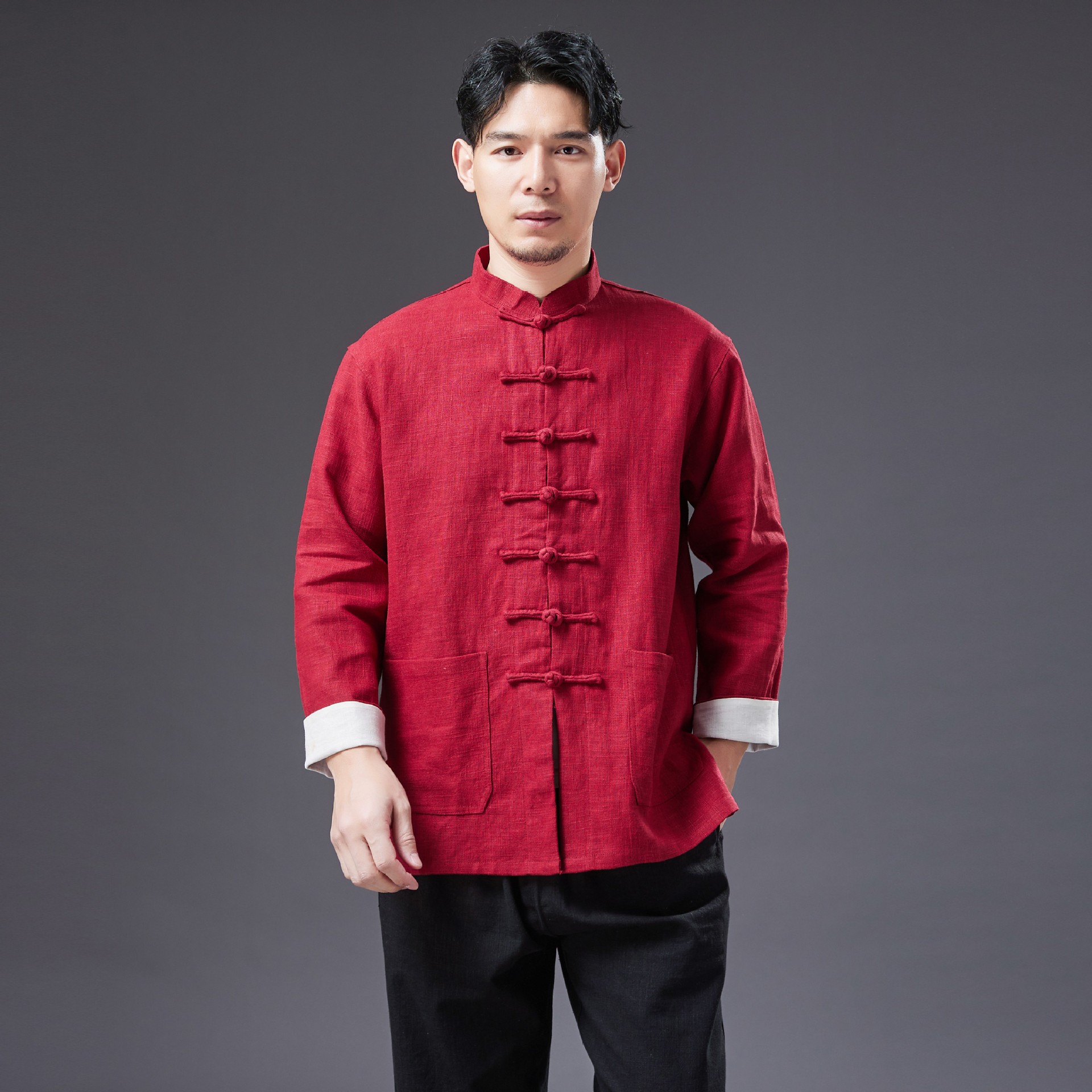 Spring jacket, shirt, cardigan for leisure, Chinese style, oversize