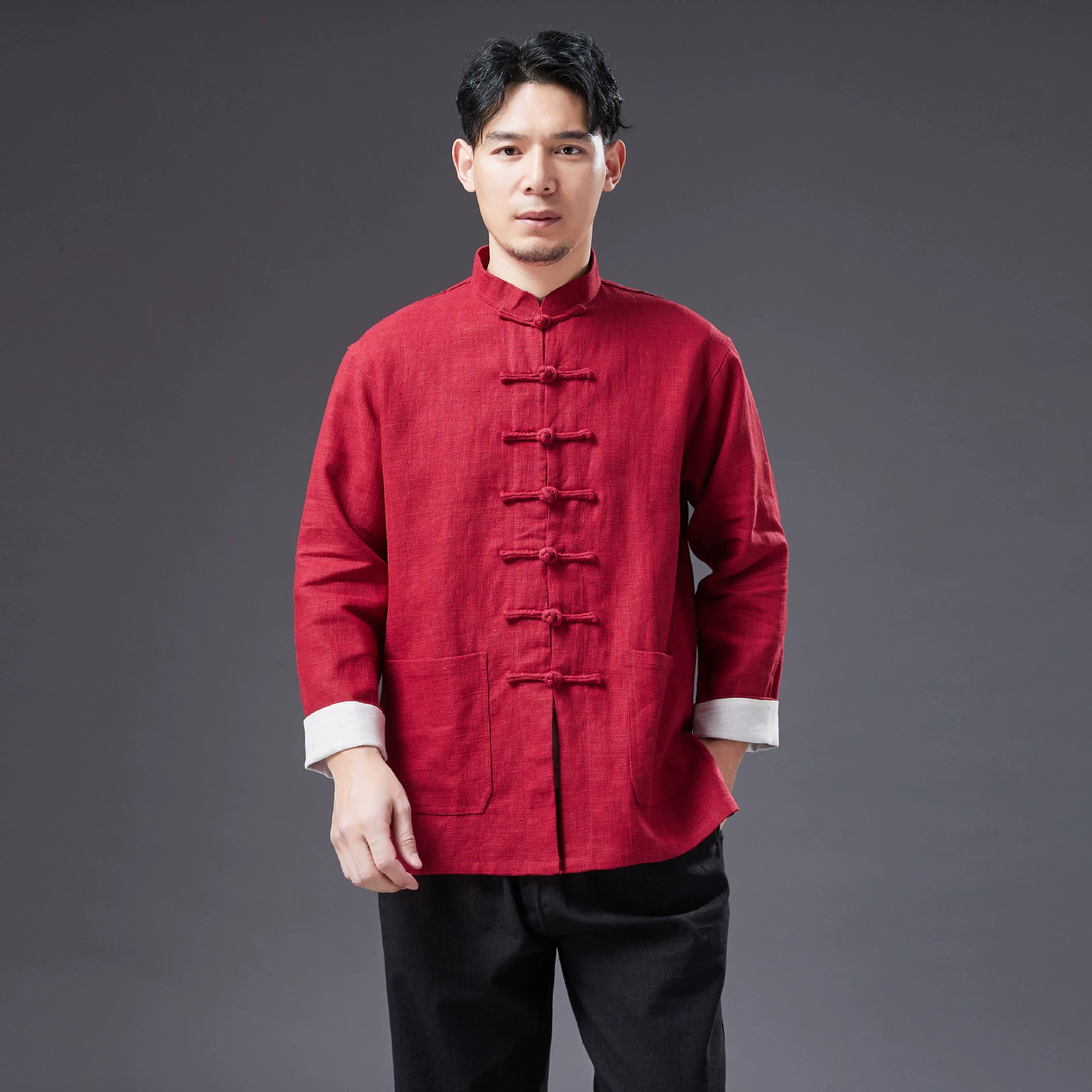 Spring jacket, shirt, cardigan for leisure, Chinese style, oversize