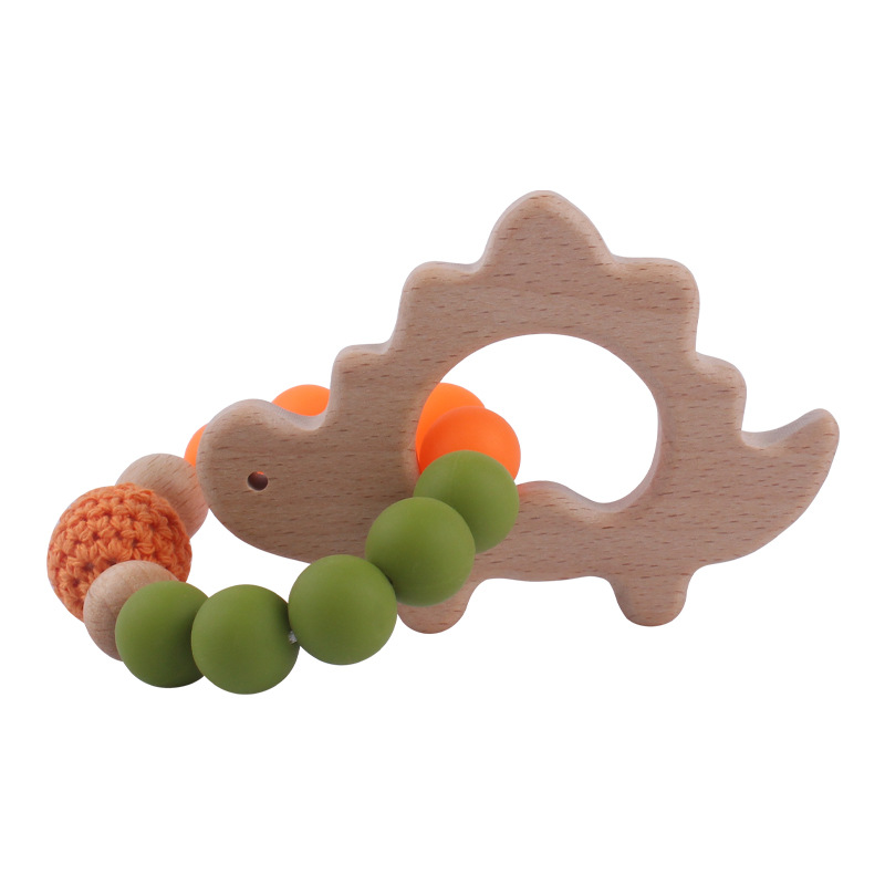 Bebé suministros de dibujos animados de haya animal pulsera de silicona DIY nombre calmante bebé molar juguete anti-caída de la cadena