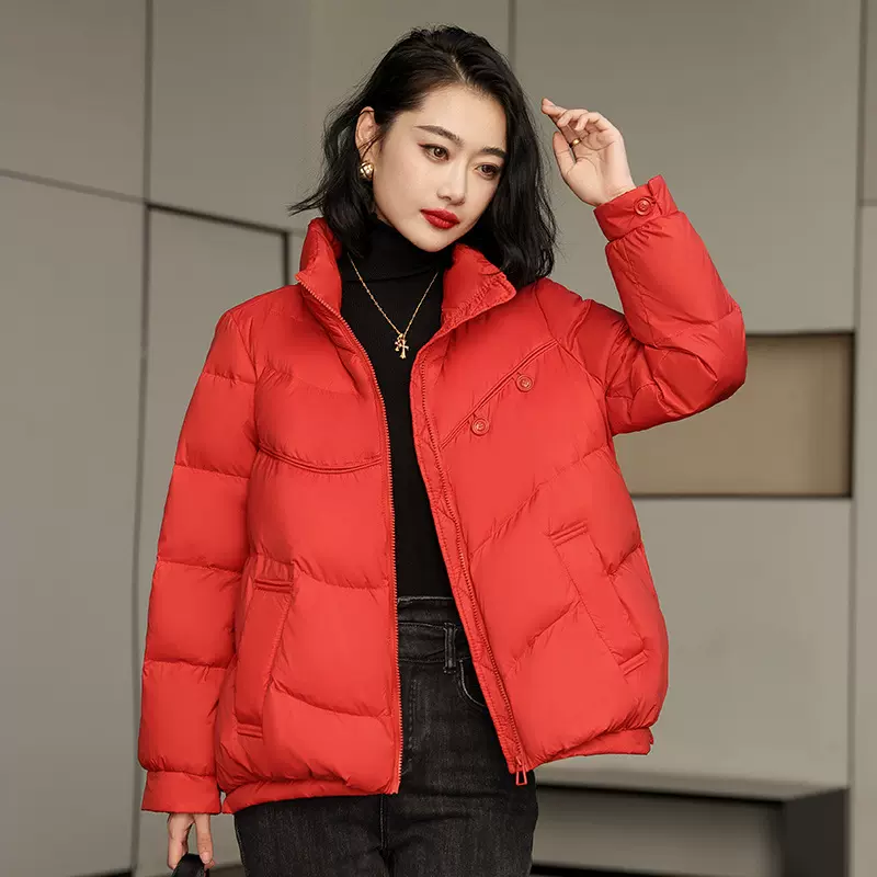 2024新款轻薄羽绒服女立领羽绒50白鸭绒长袖纯色薄款外套