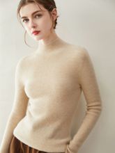 康赛妮一线成衣半高领羊绒衫女100%纯山羊绒修身显瘦针织打底毛衣