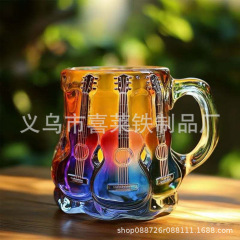 新爆款Guitar Art Mug吉他艺术杯透明树脂马克杯可绘画工艺品摆件