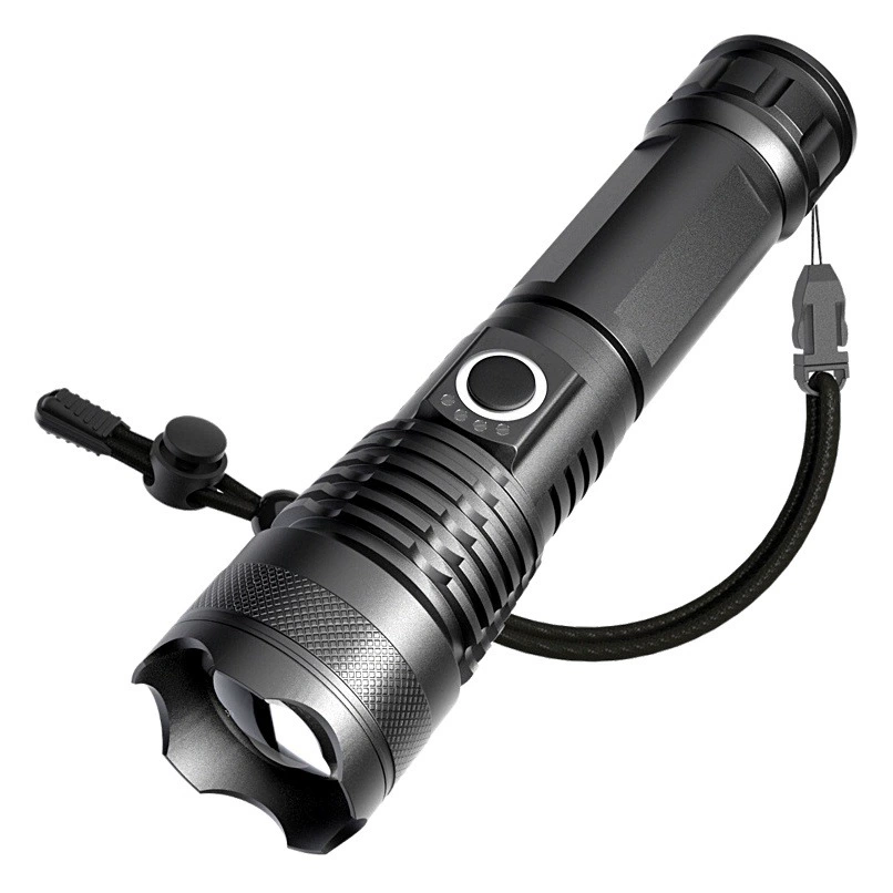 Фонарик с мощным светом, лазерной пушкой, длительным сроком службы батареи, перезаряжаемый тактический многофункциональный мини-фонарик с белым лазерным лучом для использования на открытом воздухе.