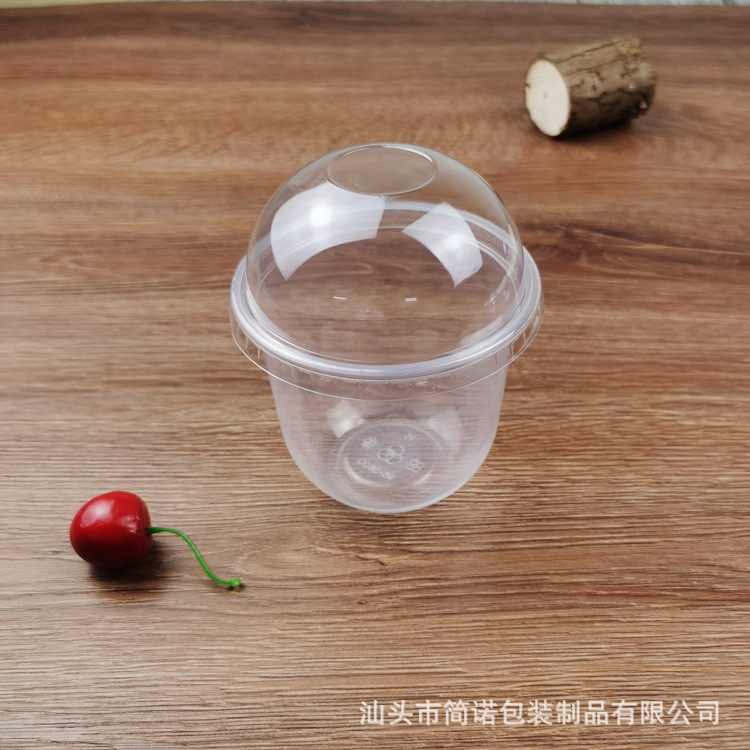 Xi té mismo estilo 360ml taza de plástico 95 calibre Ahua dulce ola pastel postre taza en forma de U leche té ola taza con tapa