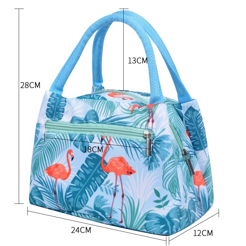 Nueva moda cremallera bolsa de aislamiento térmico Portátil Bolsa de almuerzo impermeable de dibujos animados de las mujeres con papel de aluminio bolsa de almuerzo de aislamiento térmico