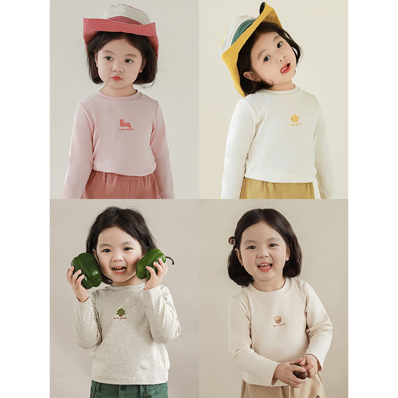 Youanbo Girls' Fashion Mushroom Print Base Shirt 2026 Spring and Autumn Children's Korean Style Cute Long Sleeve Casual T-Shirt