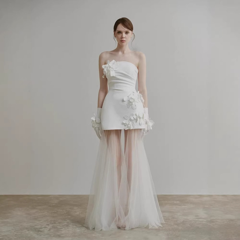 Niche High-End Engagement Dress, Bridal Light Wedding Dress, Birthday Party Elegant Dress, Dress for Marriage Registration Photoshoot, Little White Dress Niche High-End Engagement Dress, Bridal Light Wedding Dress, Birthday Party Elegant Dress, Dress for Marriage Registration Photoshoot, Little White Dress