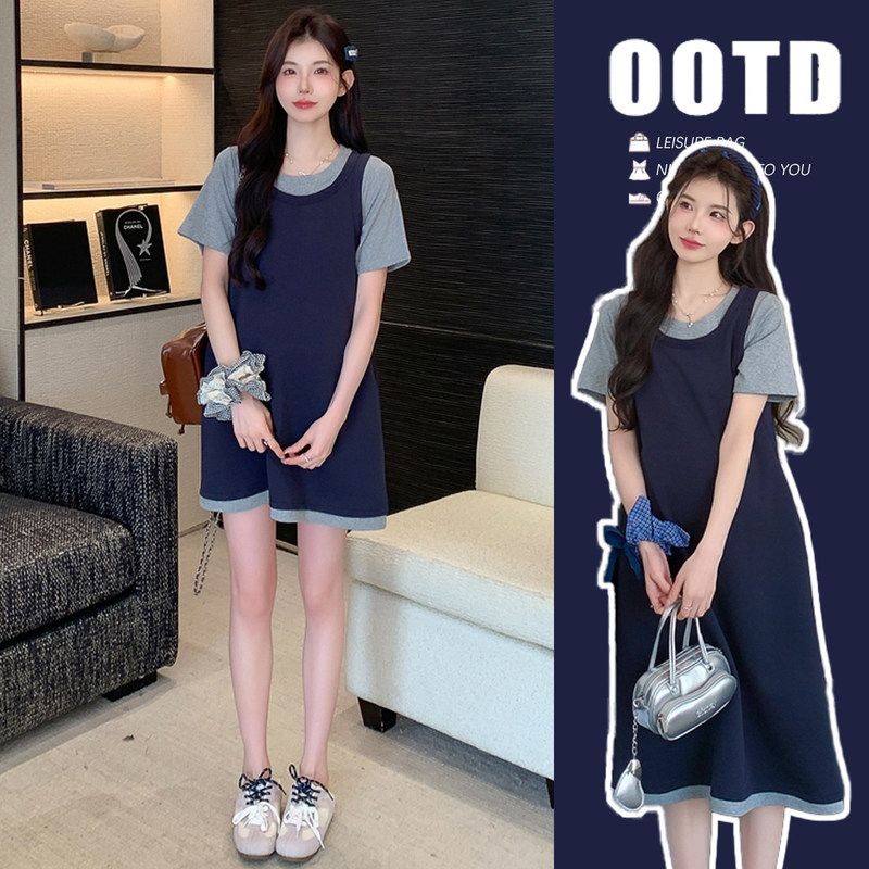 61139 # Summer 2026 New Style Dress, Short-Sleeved Top, Suspender Skirt, Korean Style Loose-Fitting Maternity Wear with a High-End Feel 61139 # Summer 2026 New Style Dress, Short-Sleeved Top, Suspender Skirt, Korean Style Loose-Fitting Maternity Wear with a High-End Feel