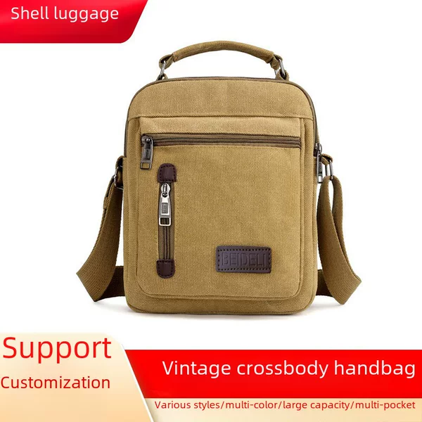 Simple Canvas Men's Bag Summer New Men's Shoulder Bag Retro Crossbody Handbag Men's Casual Crossbody Bag