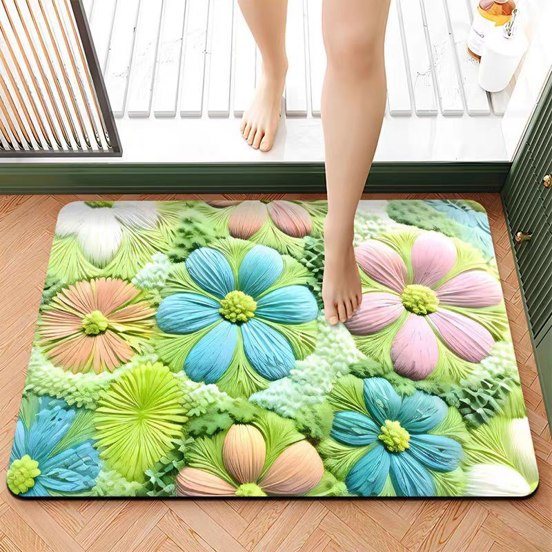 Diatomaceous Earth Water Absorbent Dirt Resistant Foot Entrance Toilet Door Quick Dry Non-Slip Bathroom Mat_voghion.com