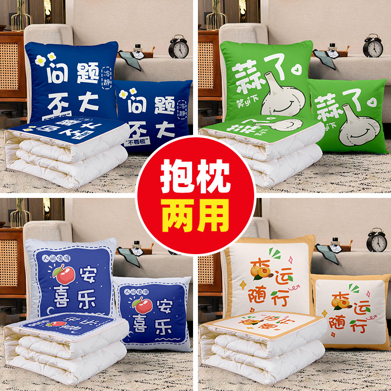 Customized Pillow Quilt Dual-Purpose Foldableable Auspicious Simple Cute Printed Pillow Bedside Sofa Car Cushion