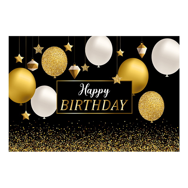 Nuevo cartel de cumpleaños de fondo de oro negro banner de tela fiesta de cumpleaños fiesta escena diseño decoraciones