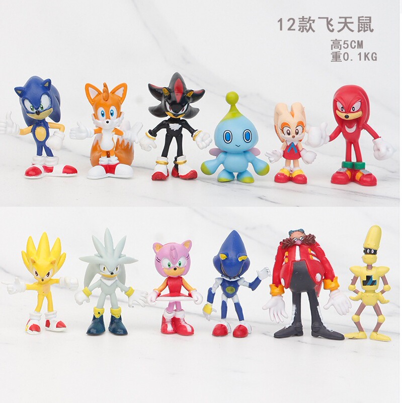 New Sonic the Hedgehog action figure toy, Sonic figurine, cake decoration, popular hedgehog doll machine accessory New Sonic the Hedgehog action figure toy, Sonic figurine, cake decoration, popular hedgehog doll machine accessory