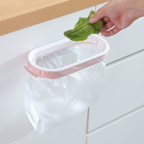 带盖厨房壁挂垃圾袋架 家用橱柜门垃圾袋收纳支架 塑料袋架子