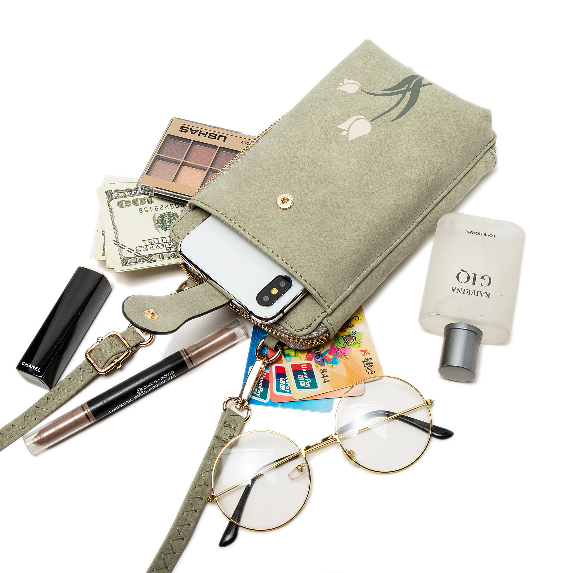 Priti nuevo bolso del teléfono móvil coreano pu impresión vertical cremallera hebilla simple bolso de hombro mini bolso de hombro del estudiante