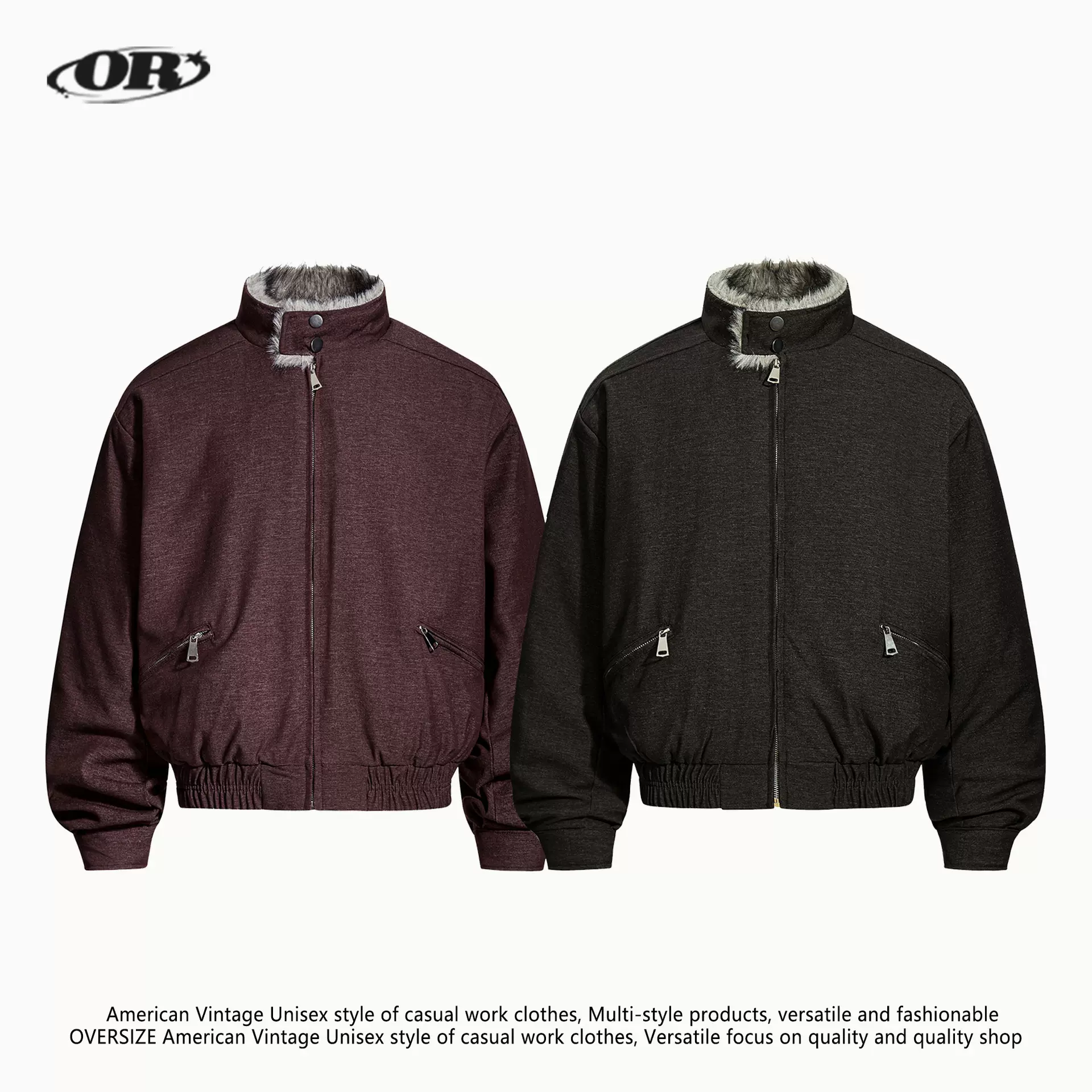 OREETA丨国潮座山雕冬季棉服男女可穿cleanfit保暖加厚毛领外套