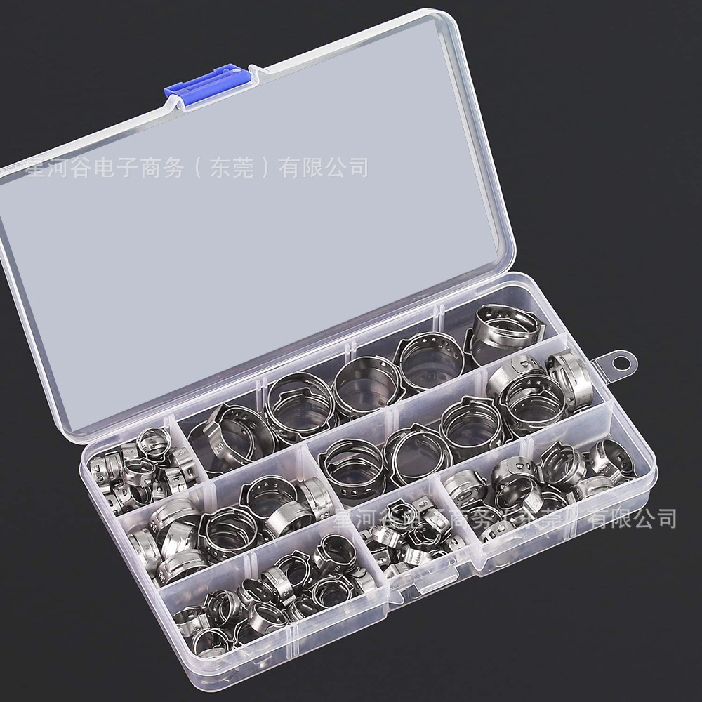 Transfronterizo 100pcs caja de acero inoxidable de una sola oreja + abrazadera de abrazadera